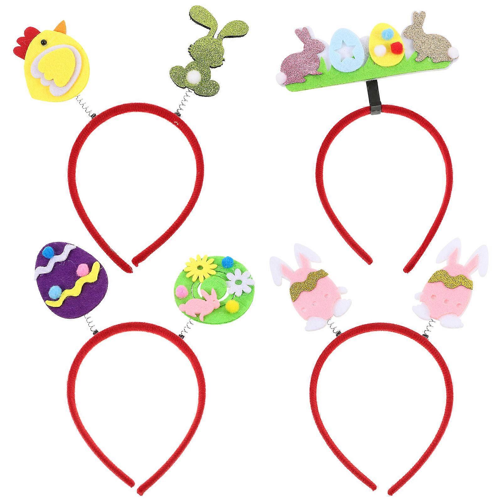 Easter Bunny Decor Headbands with Egg Designs for Festive Atmosphere Multi 4pcs