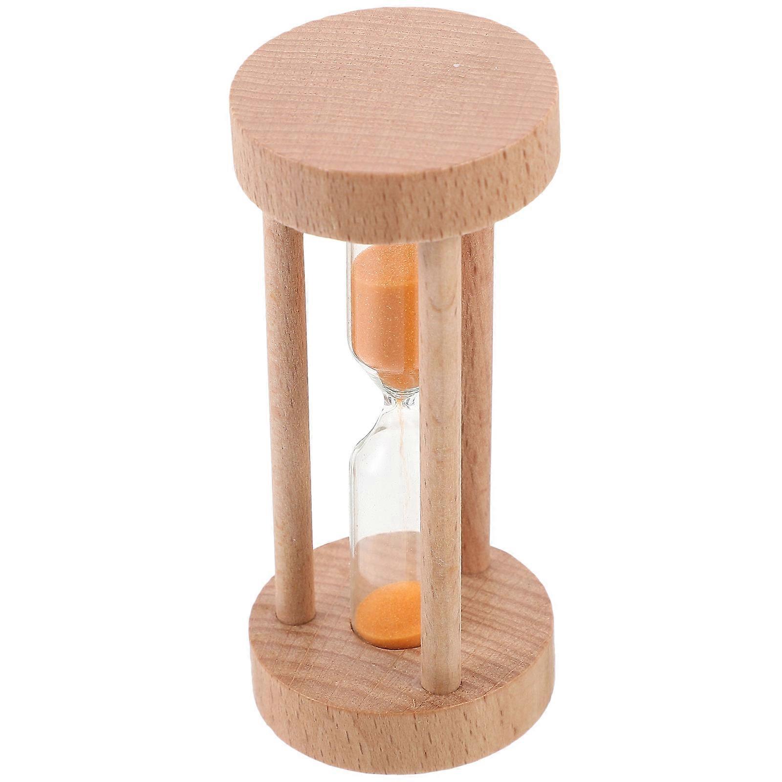 Sand Timer Hourglass Orange Home Office Cooking Games Exercising Leisure Study Modern and Simple 4.50X4.50X4.50CM Wood Glass Timer Decoration 1Pcs