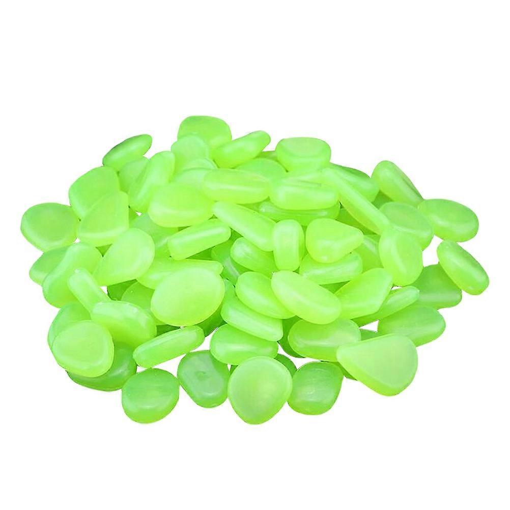 Glow in the Dark Luminous Pebbles for Aquarium Decoration 100pcs Green Resin Stones 0.5 Inch