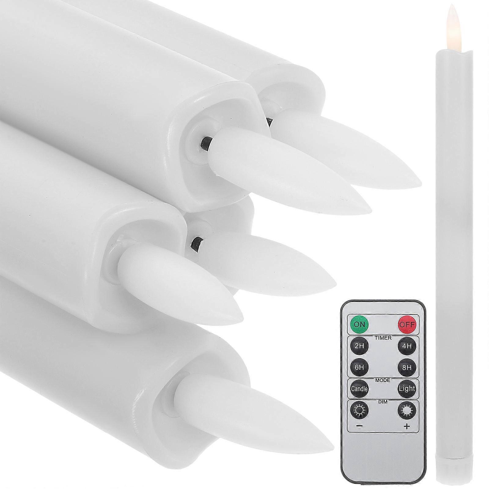 6pcs Warm White LED Taper Candles with Remote Control for Decor Create Romantic Atmosphere