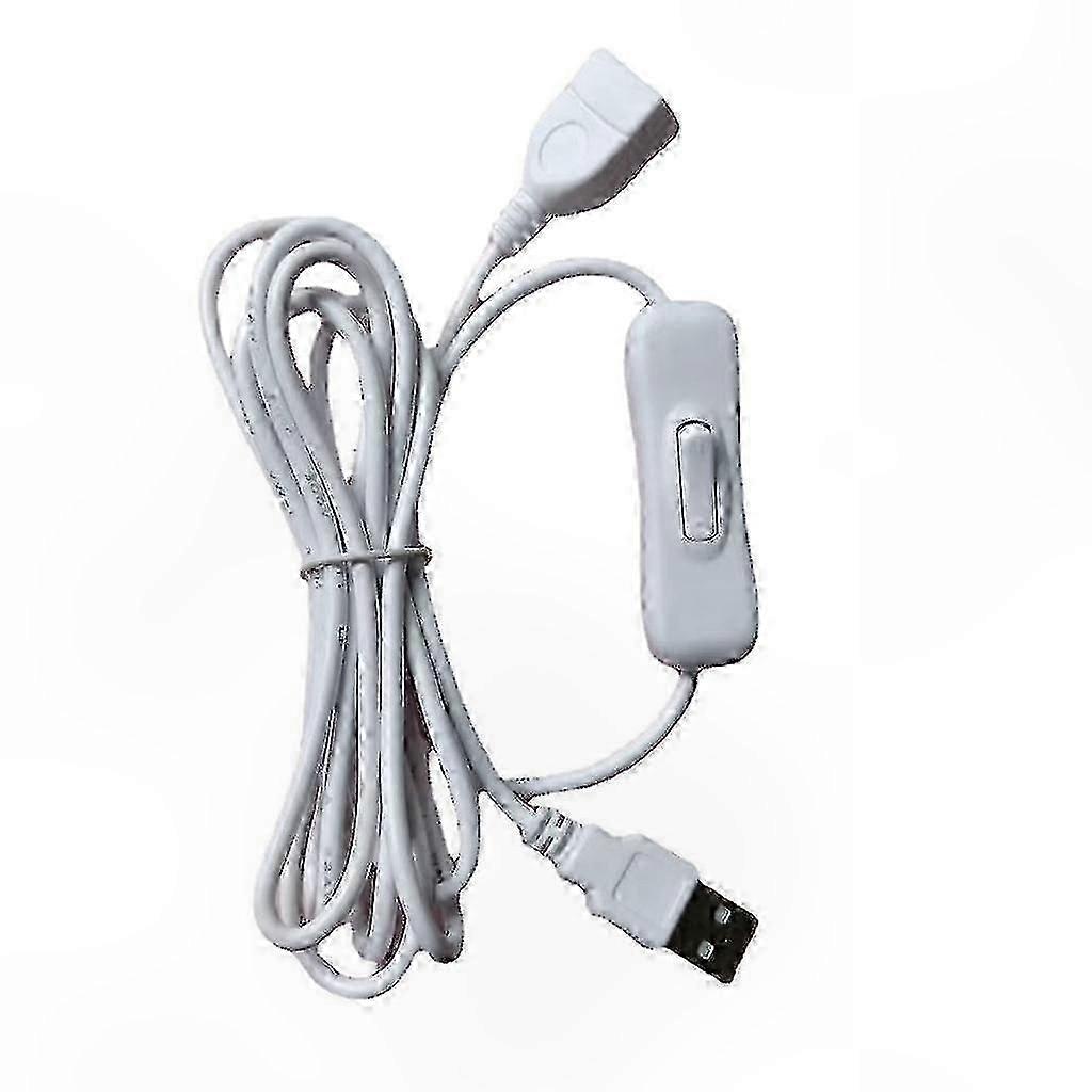 2m USB Cable with On/Off Switch for Fan Power Supply - White