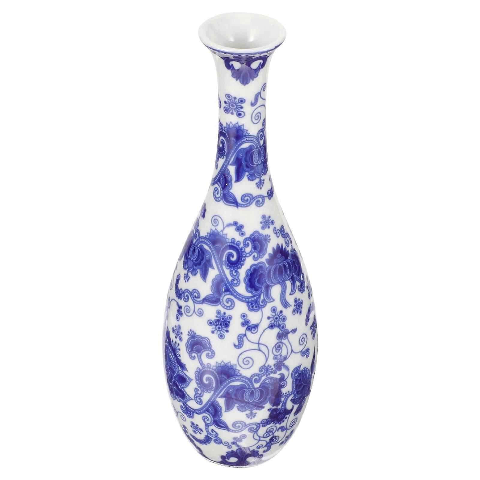 Blue Ceramic Vase for Flower Arrangement and Storage Use Decorative Container for Desk or Rack