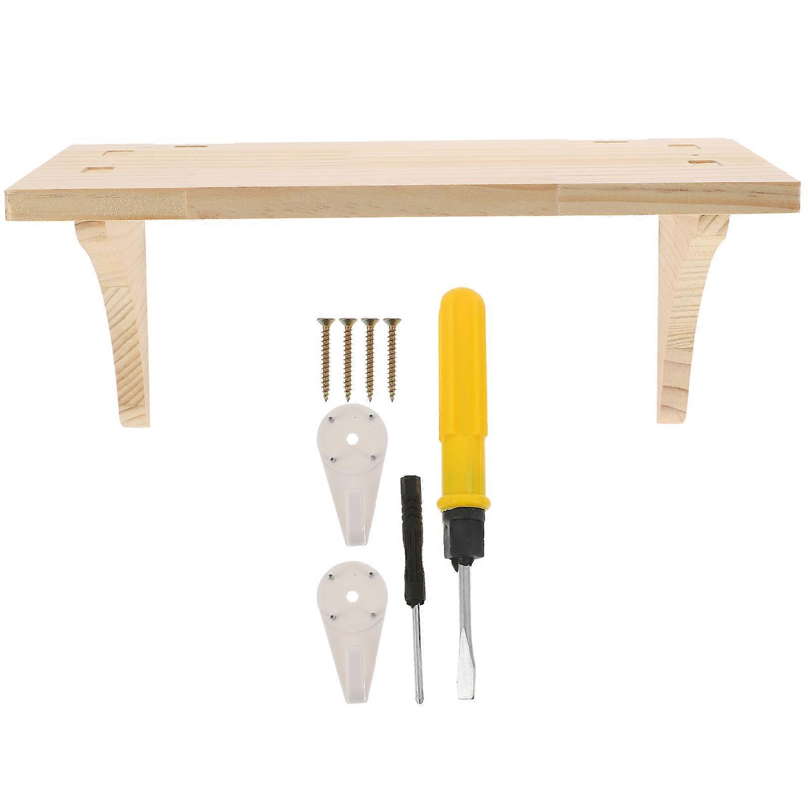 Beige Floating Shelf for Storage Use No Drill Hole Required Strong Load Capacity on Smooth Surface 1 Set