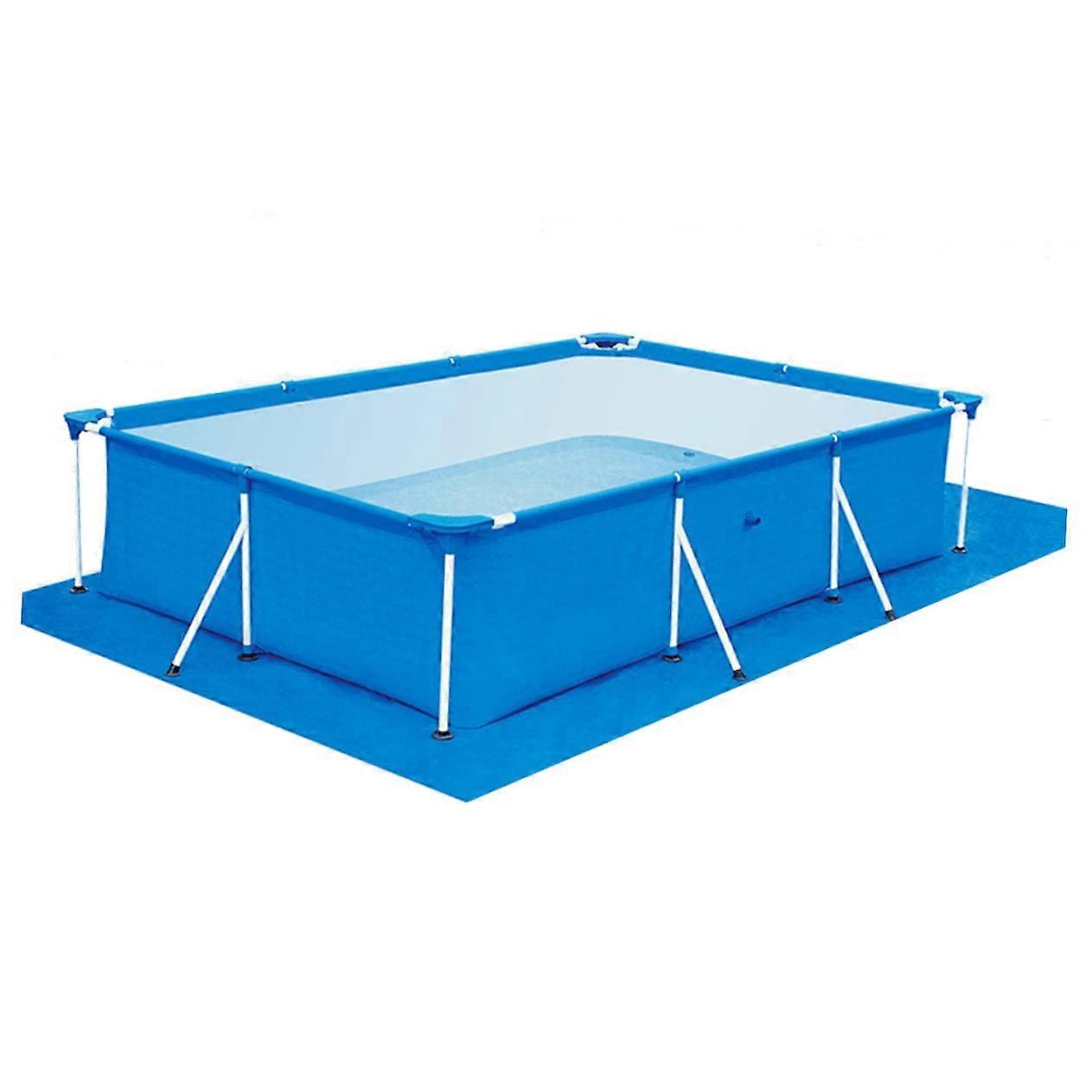 Waterproof and slipresistant ground mat for inflatable pools in blue, as a protective underlay for friends and family.