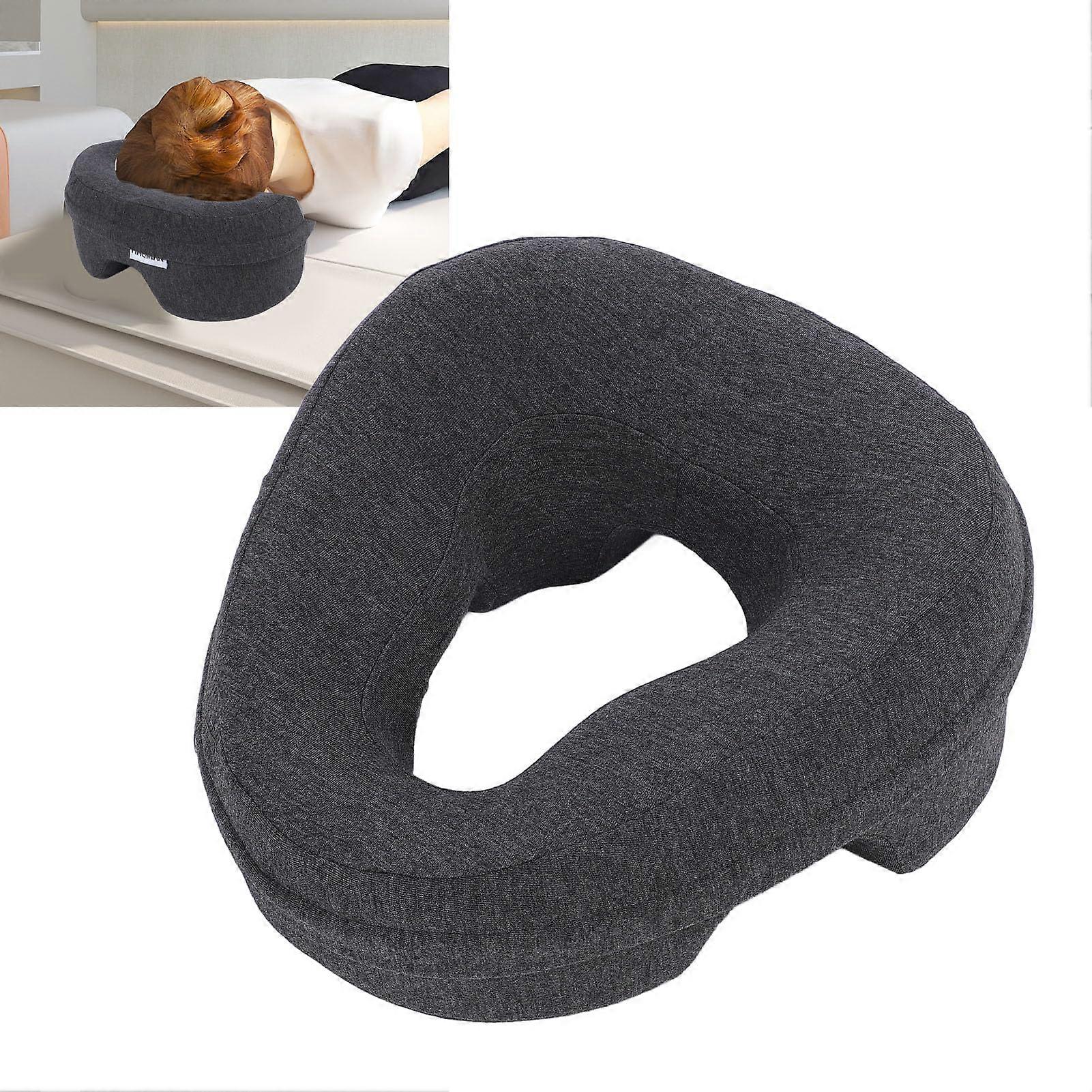 Face Down Pillow Massage Headrest For Bed, Memory Foam Ergonomic BBL Pillow After Surgery And Eye Surgery Recovery, Dark Grey