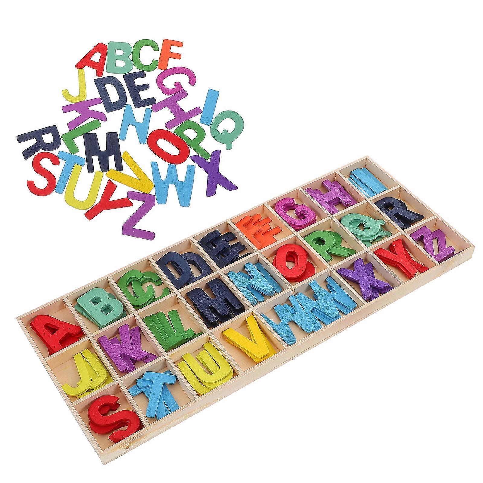Wooden Letter Blocks Set with Storage Tray – Alphabet Learning Tool for Early Education, Interactive Play & Preschool Activities, Compact Reusable