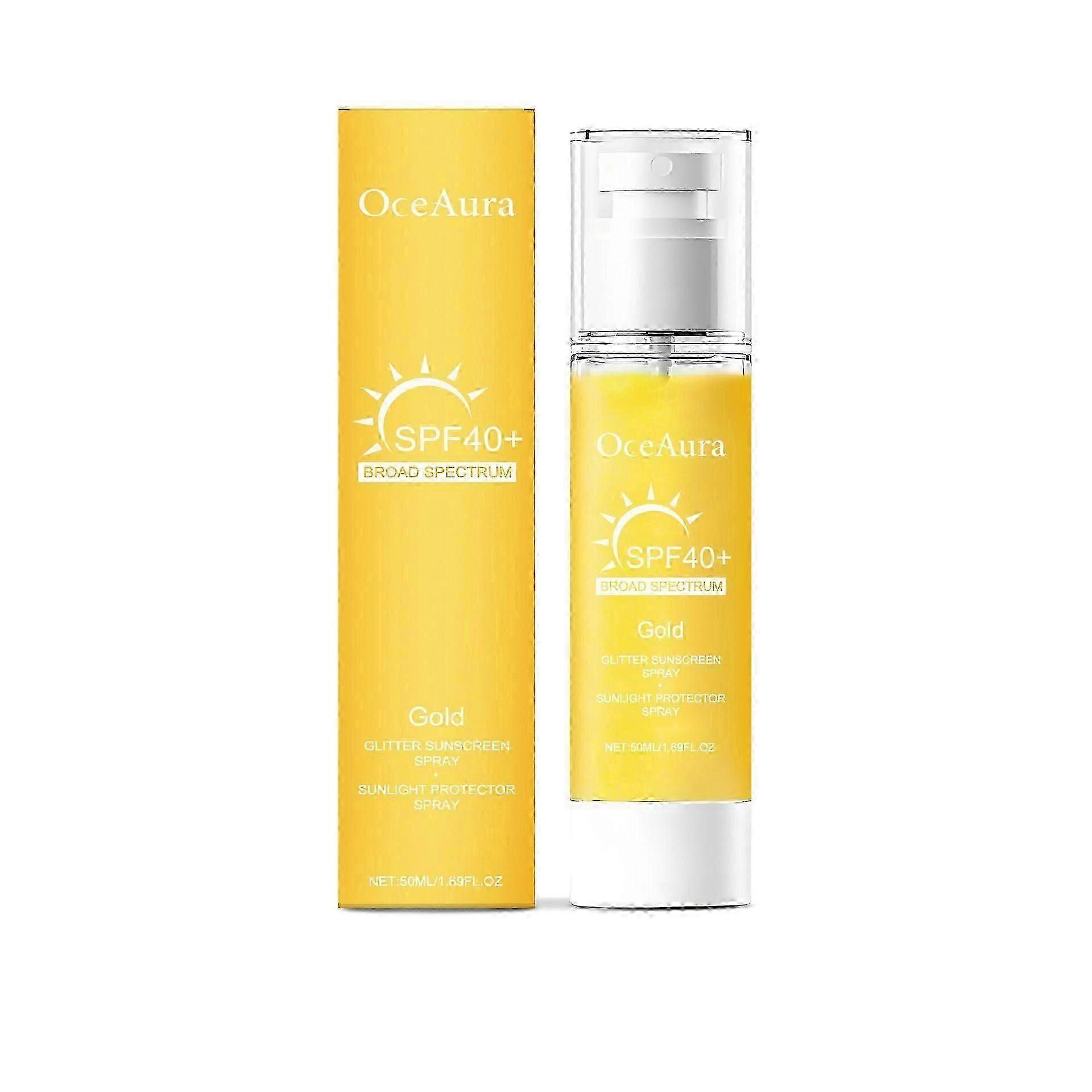 Light Sun Spray for Face and Body, Gold Glitter Sun Protection Spray , SPF4 Shimmering, UVA/UVB Protection, Waterproof