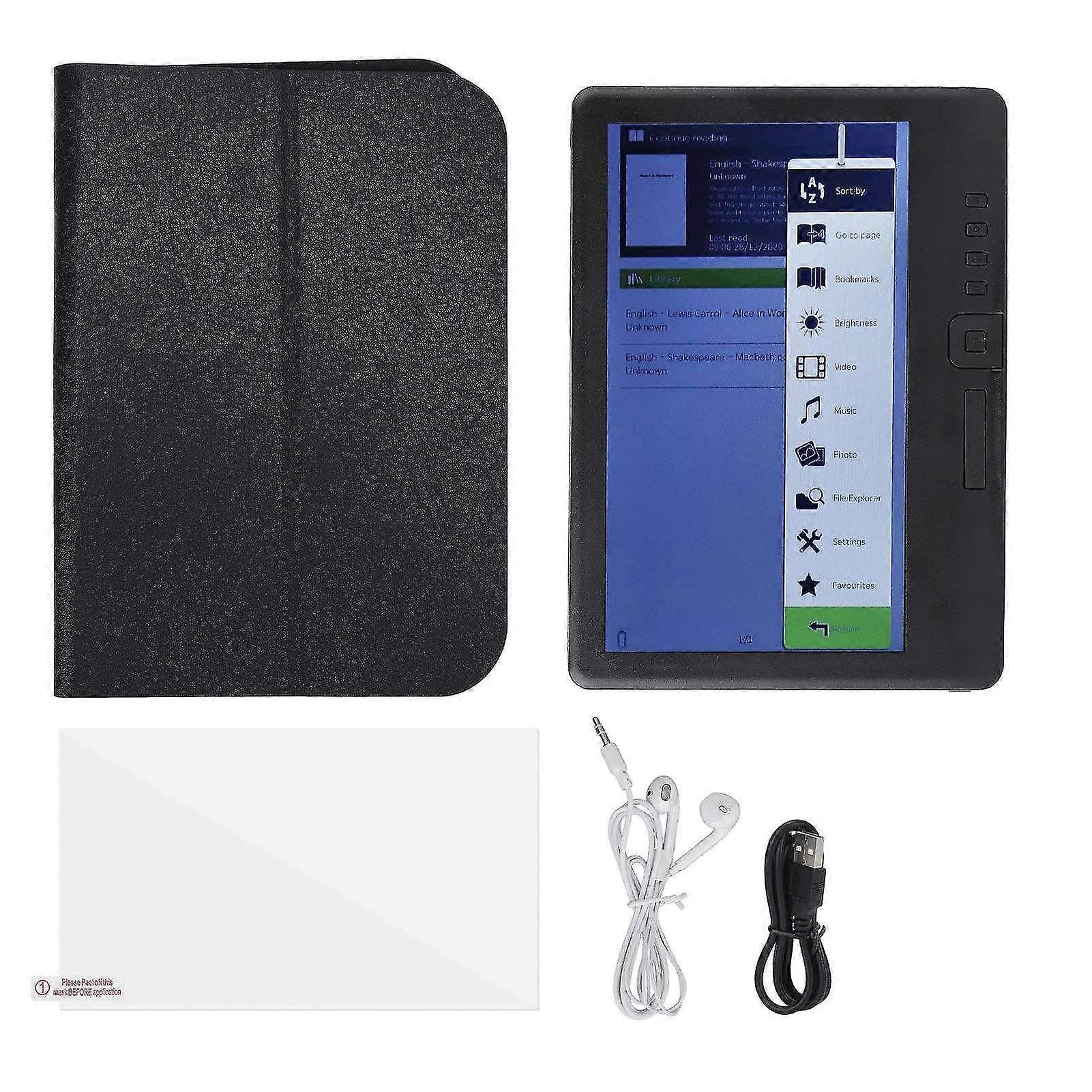 Portable 7-inch Color TFT LCD E-Reader with HD 800x480 Screen - Black Protective Case for EPUB, PDF & TXT Files