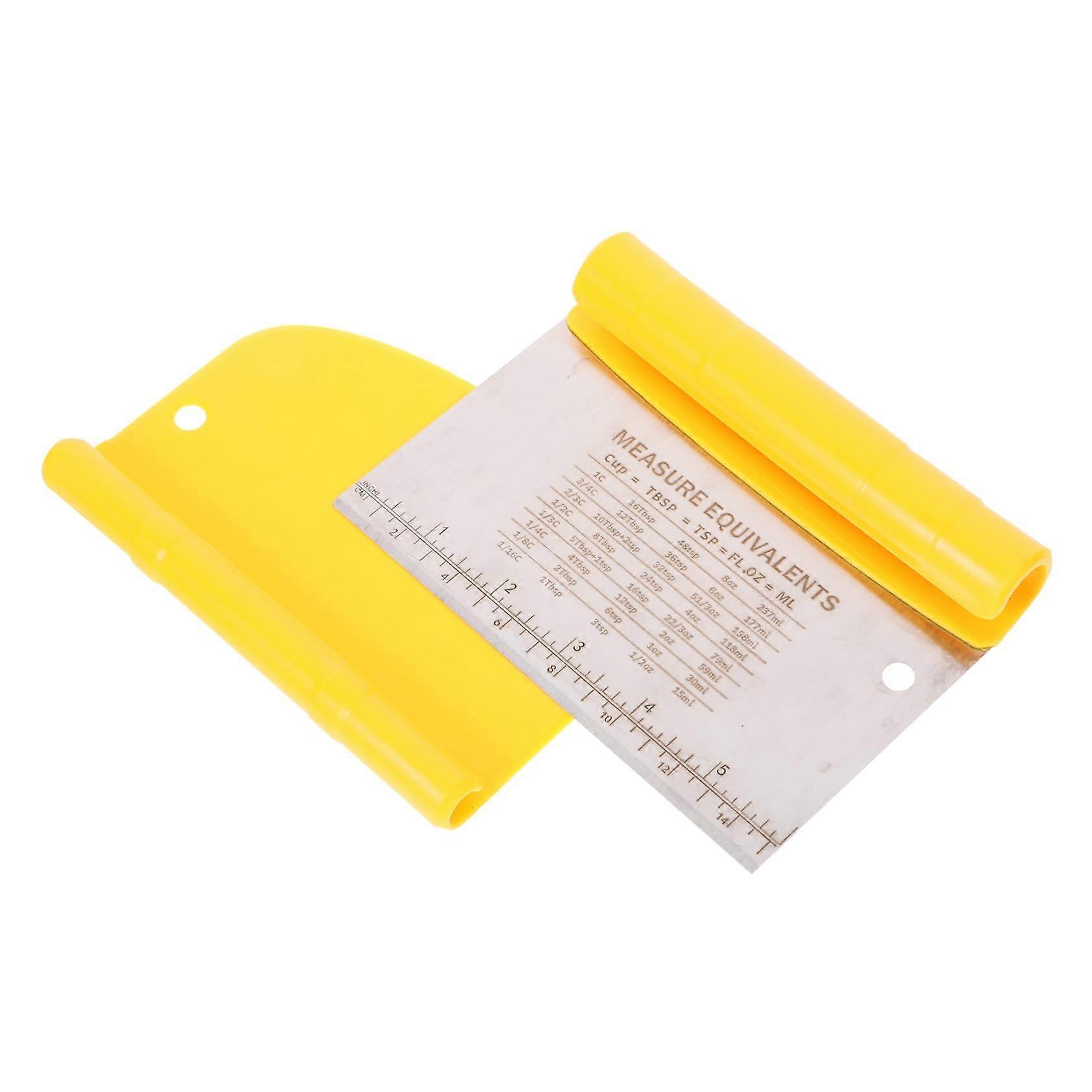 Flour Cutter with Expandable Scale and Stainless Steel Dough Scraper for Sourdough Bread and Pastry in Yellow ABS