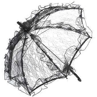 Embroidery Umbrella Wedding Parasol for Decoration Black Lace Decoration