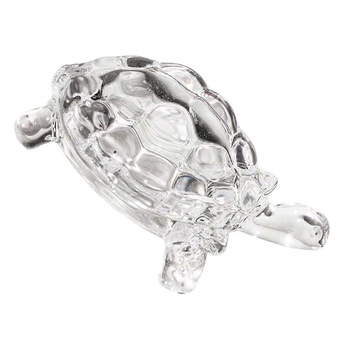 Glass Turtle Ornaments Transparent Tortoise Statue for Decoration 2pcs