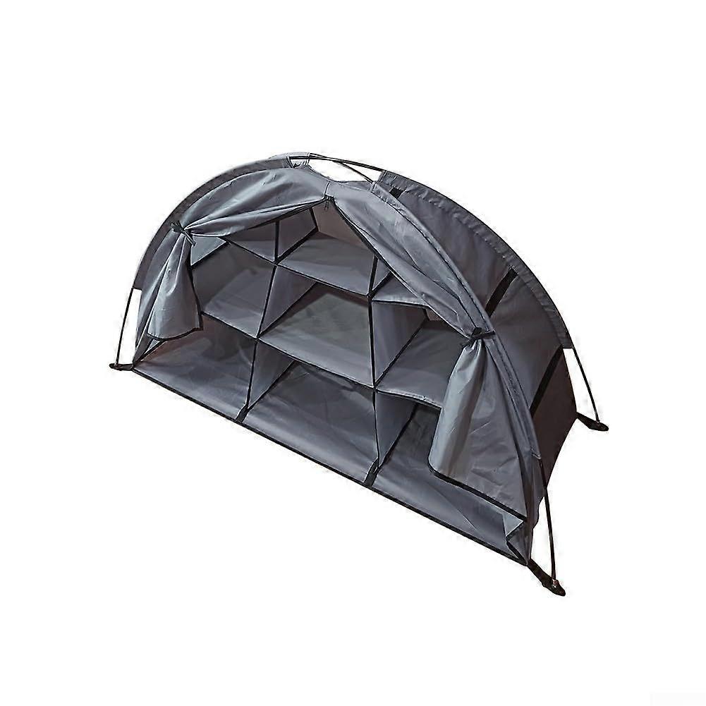 Camping Gear Organizer with 9 Compartments, Gray Shoe Storage for Tents and RVs, Easy Setup and Durable Design