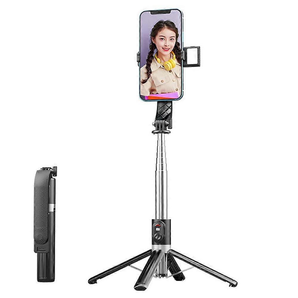 P06max Single V1 Fill Light 140cm Extendable Selfie Stick Smartphones Bluetooth-Compatible Remote Control Stand Black