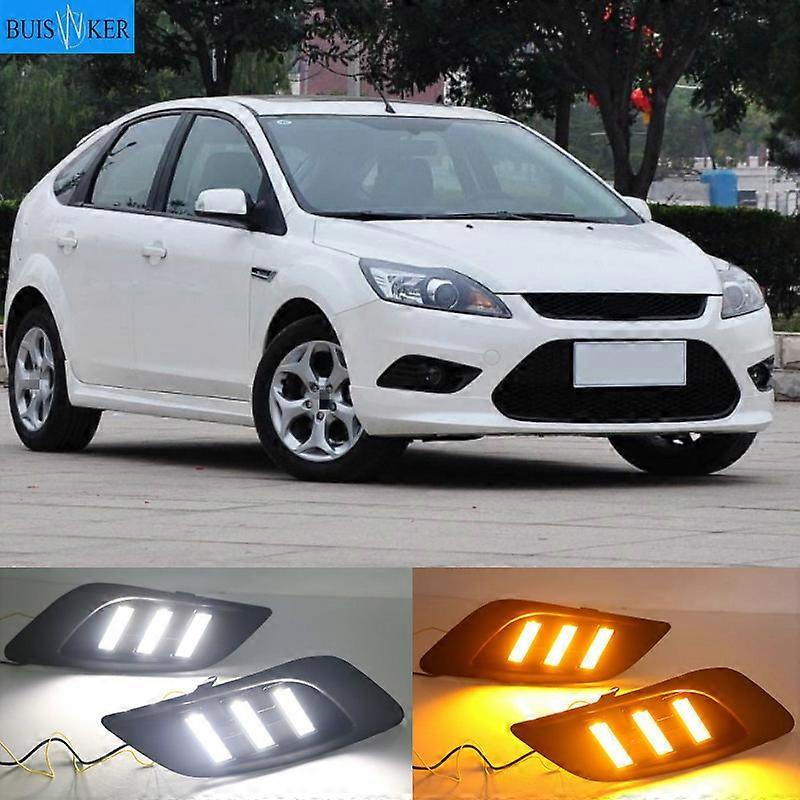 Applicable Turn Signal 2Pcs/set Waterproof LED Daytime Running Light DRL For Ford Focus Sedan 2009-2013 Fog Lamp Modify Fog Head white Lamp