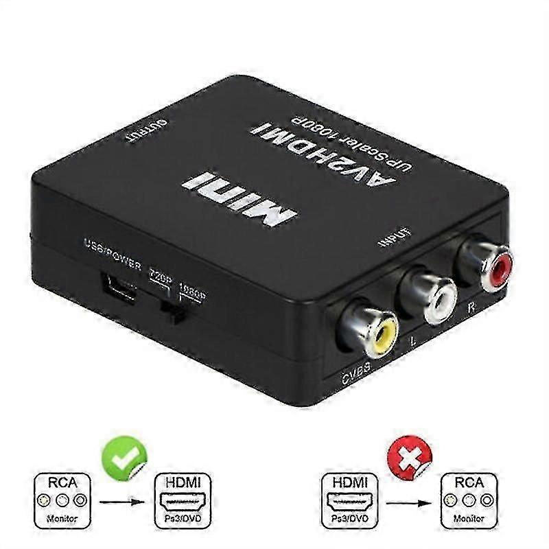 Rca Av To Hdmi Converter /adapter For Gamecube Nintendo Sega Genes Nes Snes N64