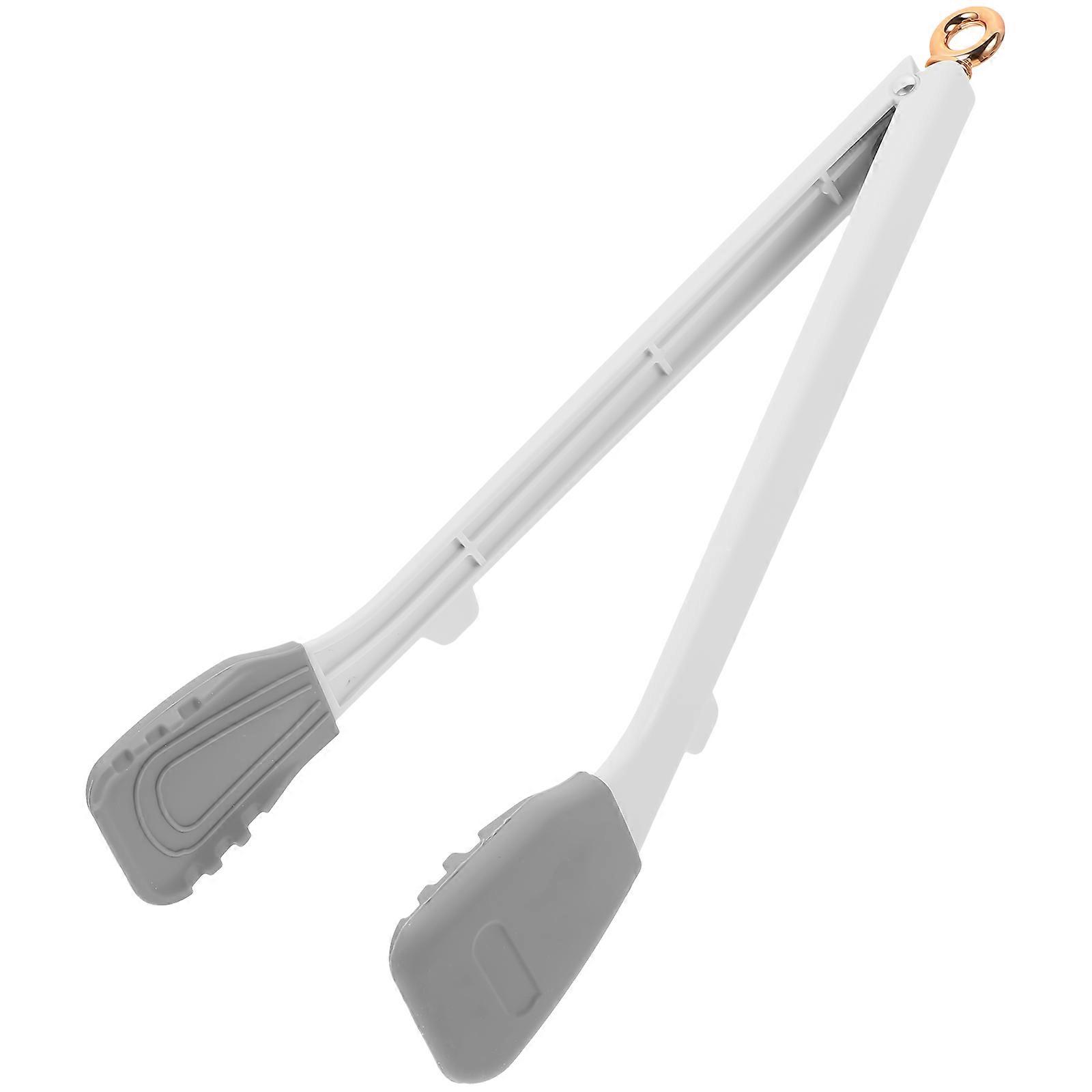 Practical Food Tongs with Silicone Grips for Serving Bakery Desserts and Everyday Use White