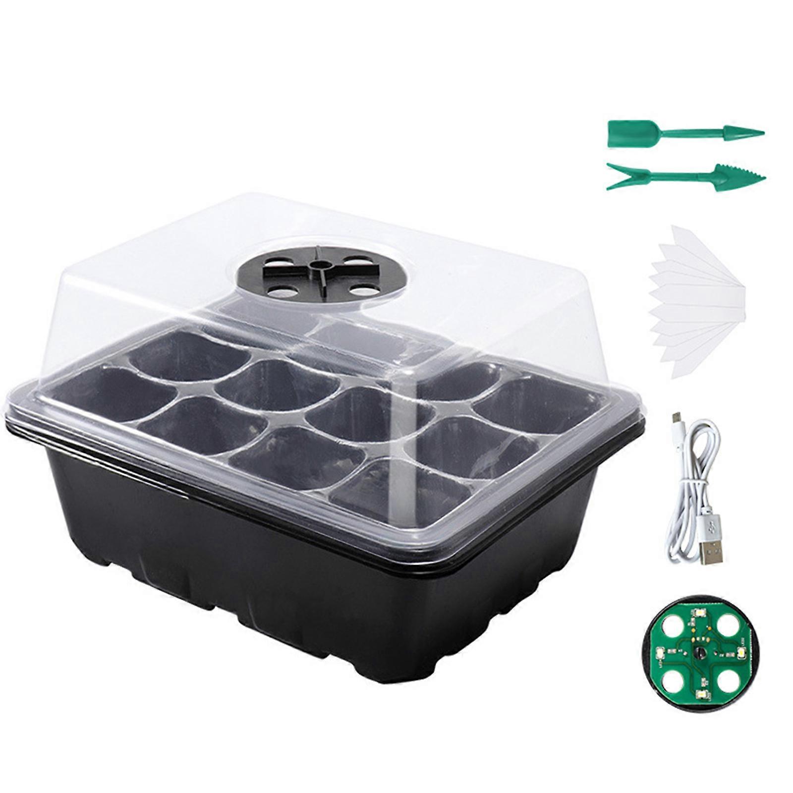 Ventilated Seedling Propagation Box With LED Light Plastic Nursery Tray with Ventilation Hole Growing Cultivation Tool Multicolor
