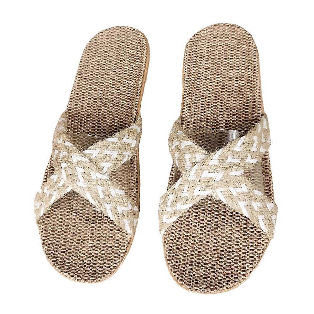 Summer Slippers 1 Pair Household Slippers Cross Modeling Indoor Use Beige Comfortable Durable
