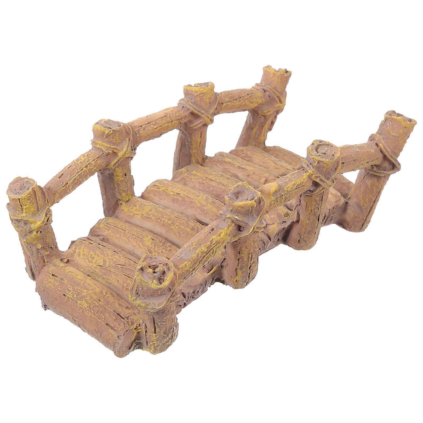 Garden Bridge Model for Decoration Resin Material Light Brown Color Durable and 7.8 Inches