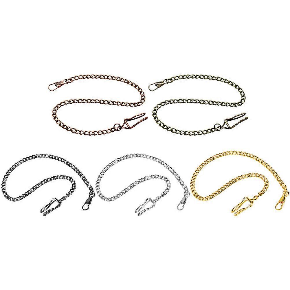 Retro Clip Pocket Watch Chain in Assorted Colors Made of Durable Alloy for Pocket Watch 5 Pieces