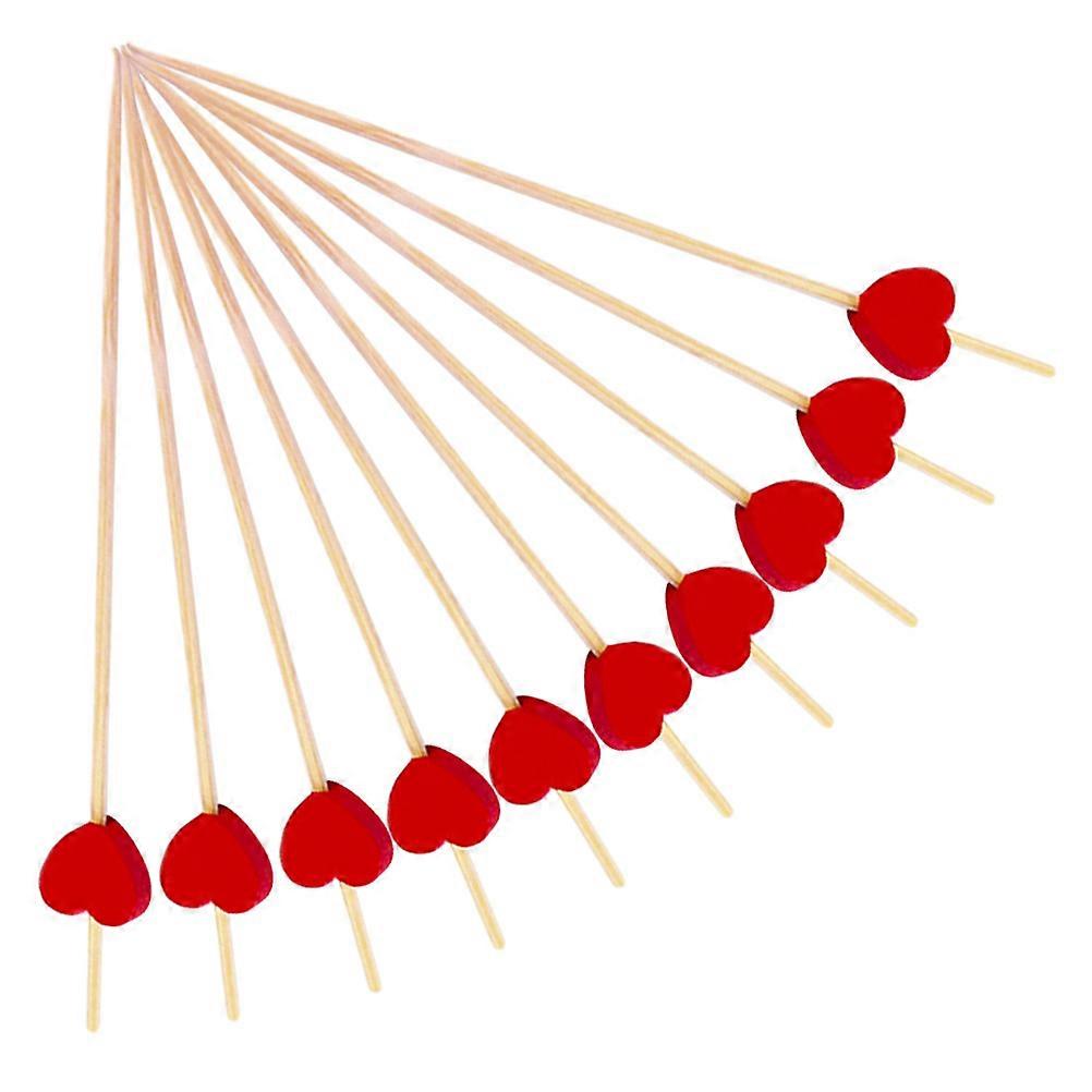 100Pcs Cocktail Picks Heart Shaped Elegant For Appetizers Desserts Grilled Meats Backyard Gatherings Disposable Use