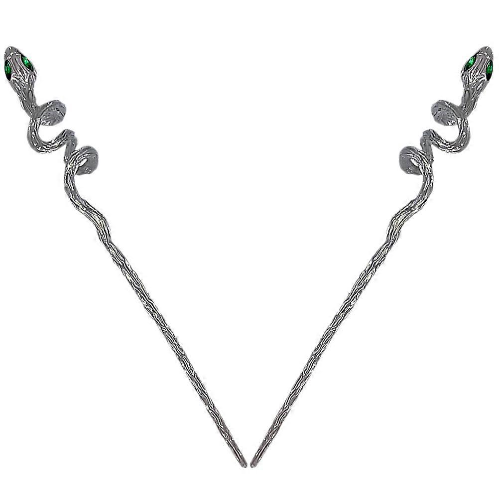 Punk Hair Chopstick Hair Sticks For Women With Long Hair In Silver Metallic Finish For Secure Hair And Decoration 2Pcs