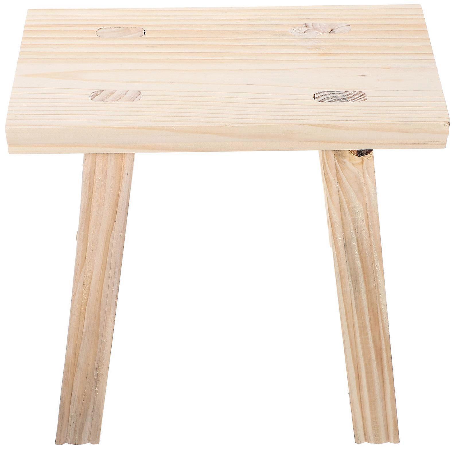 Wooden Step Stool for Kids Beige Color and Non Slip Design Perfect for Bathroom Use 12.5 Inches High