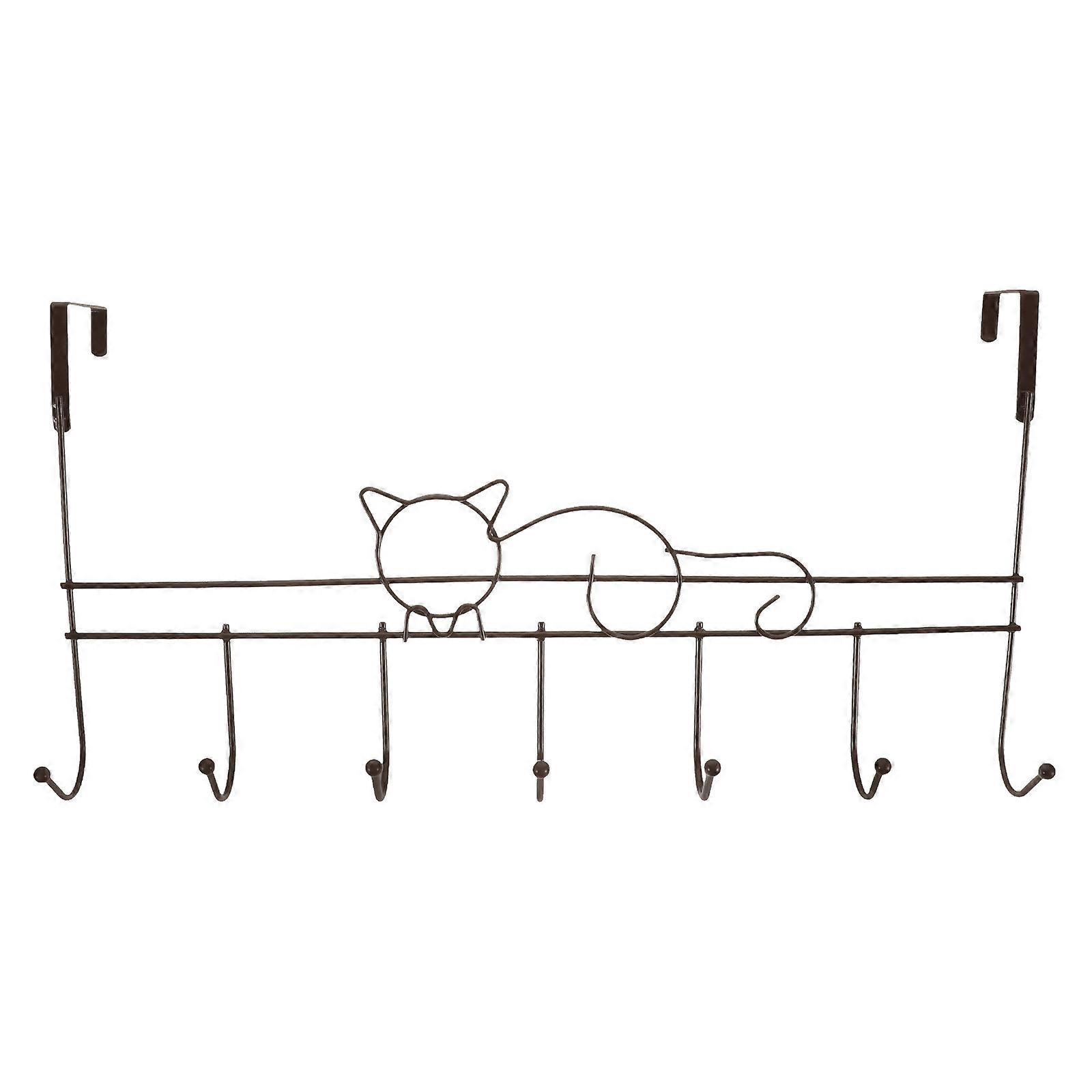 Cat Shaped Over Door Hanger Hook Towel Rack for Bathroom Closet Storage – Damage Free Installation, Holds Clothes Towels Accessories