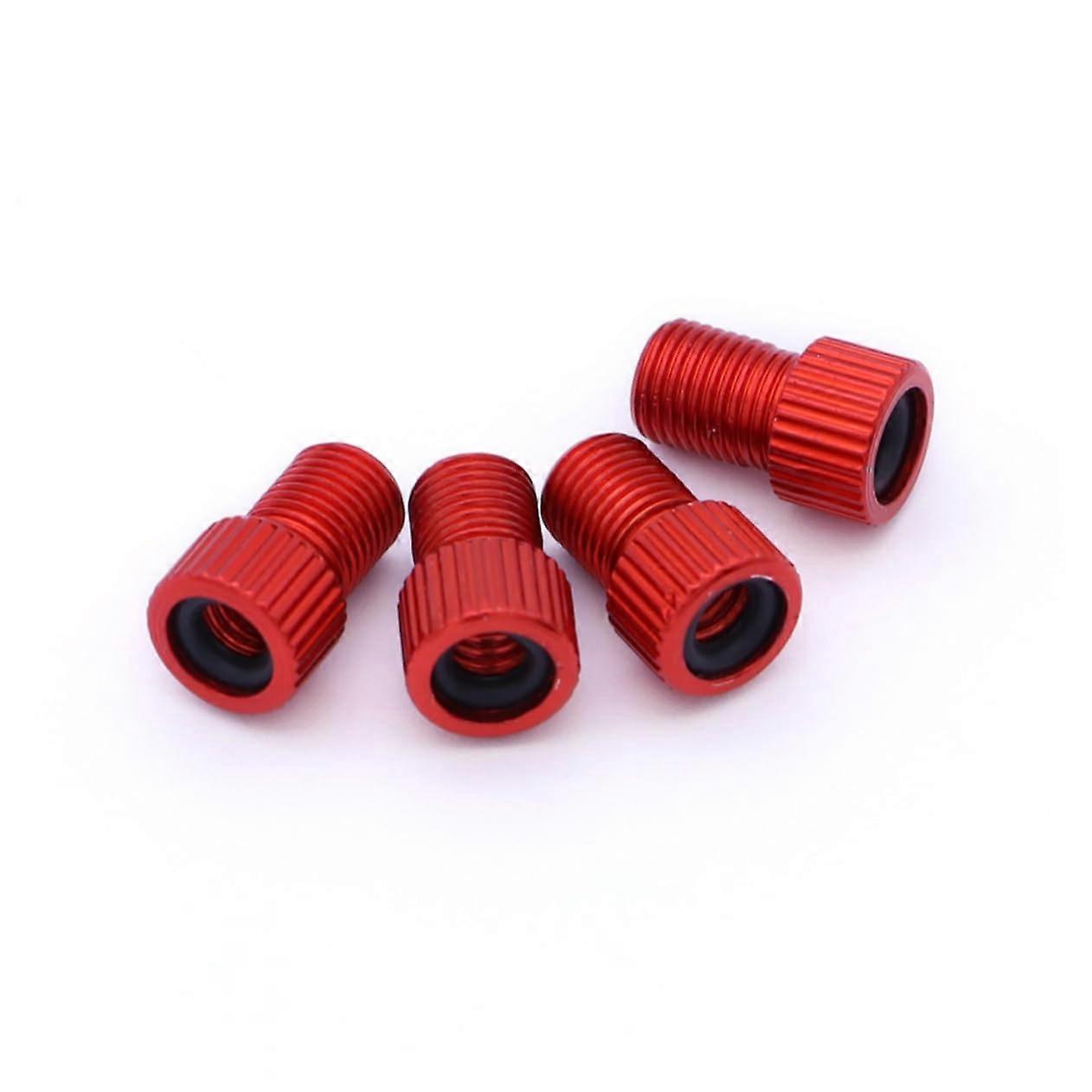 4 Pcs Bike Tire Valve Adapter Set, Compatible with Schrader and Presta Valves, Red Color, Durable Plastic Material