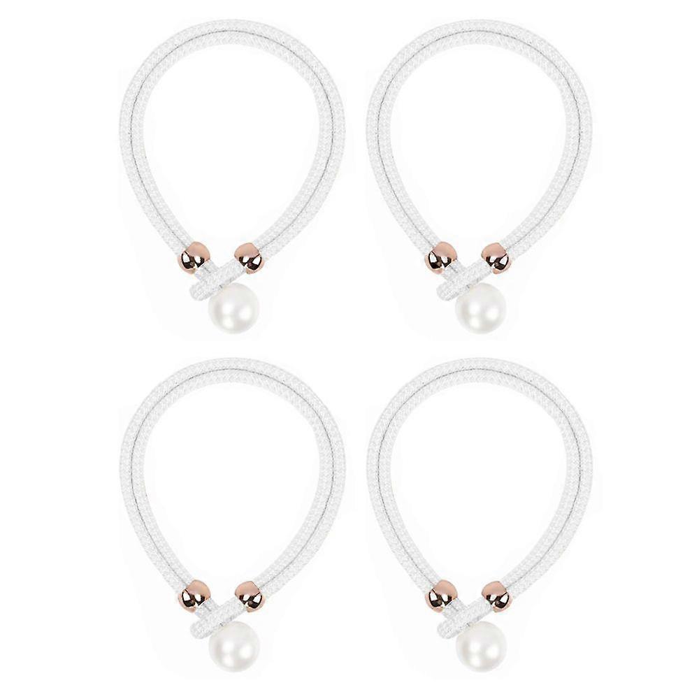 Set of 4 magnetic curtain tiebacks, white, polished finish