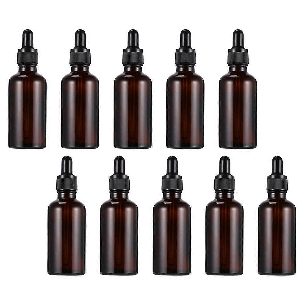 Essential Oil Dropper Bottles Glass Travel Use Coffee Color Airtight Refillable Function 10Pcs