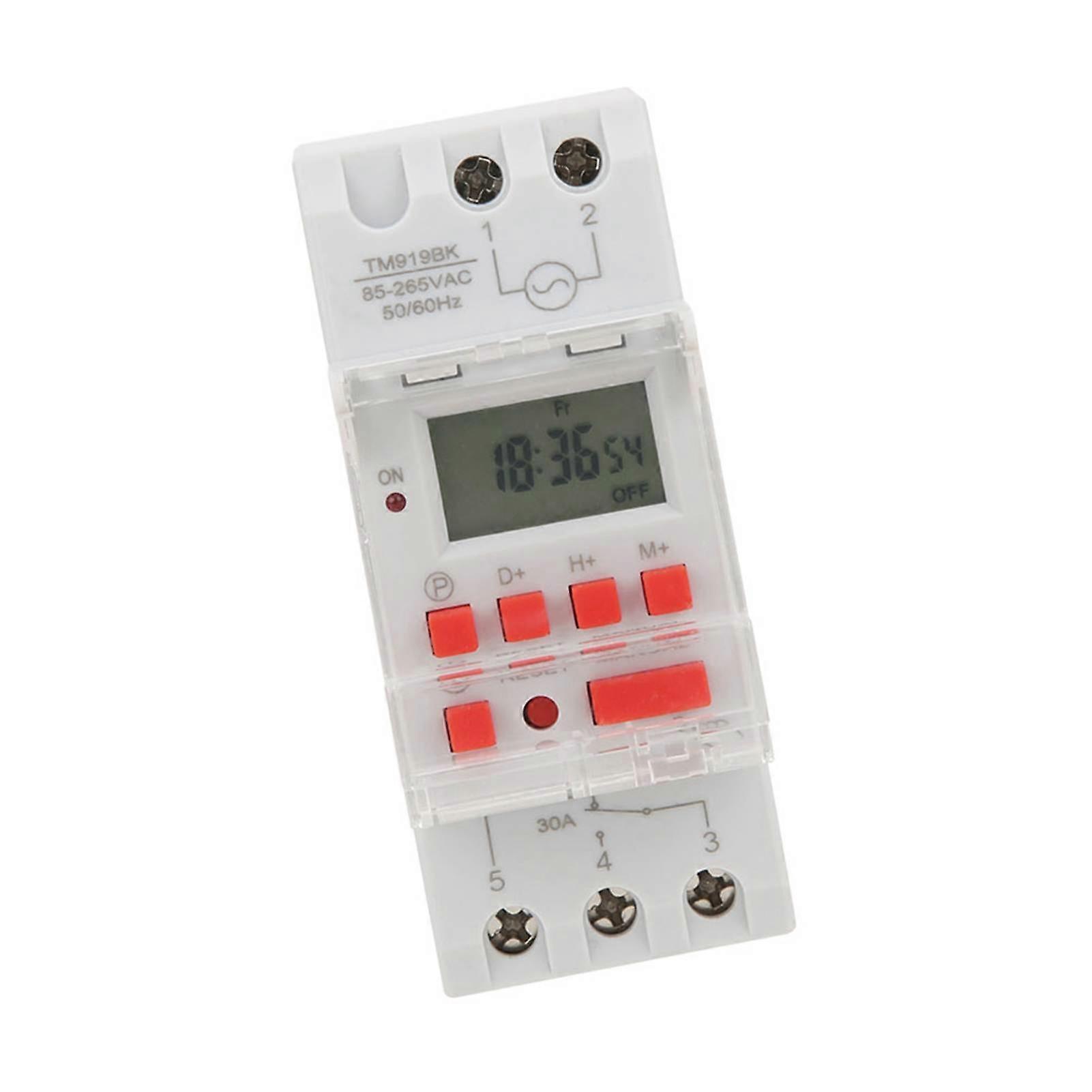 TM919BK 85~265V AC 30A LCD 7 Days Programmable Digital Timer Switches