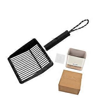 Kits de recogida de residuos de mascotas de acero inoxidable de alta resistencia Incluye soportes para palas de arena Cepillo de jardinería para uso en interiores y exteriores Blanco
