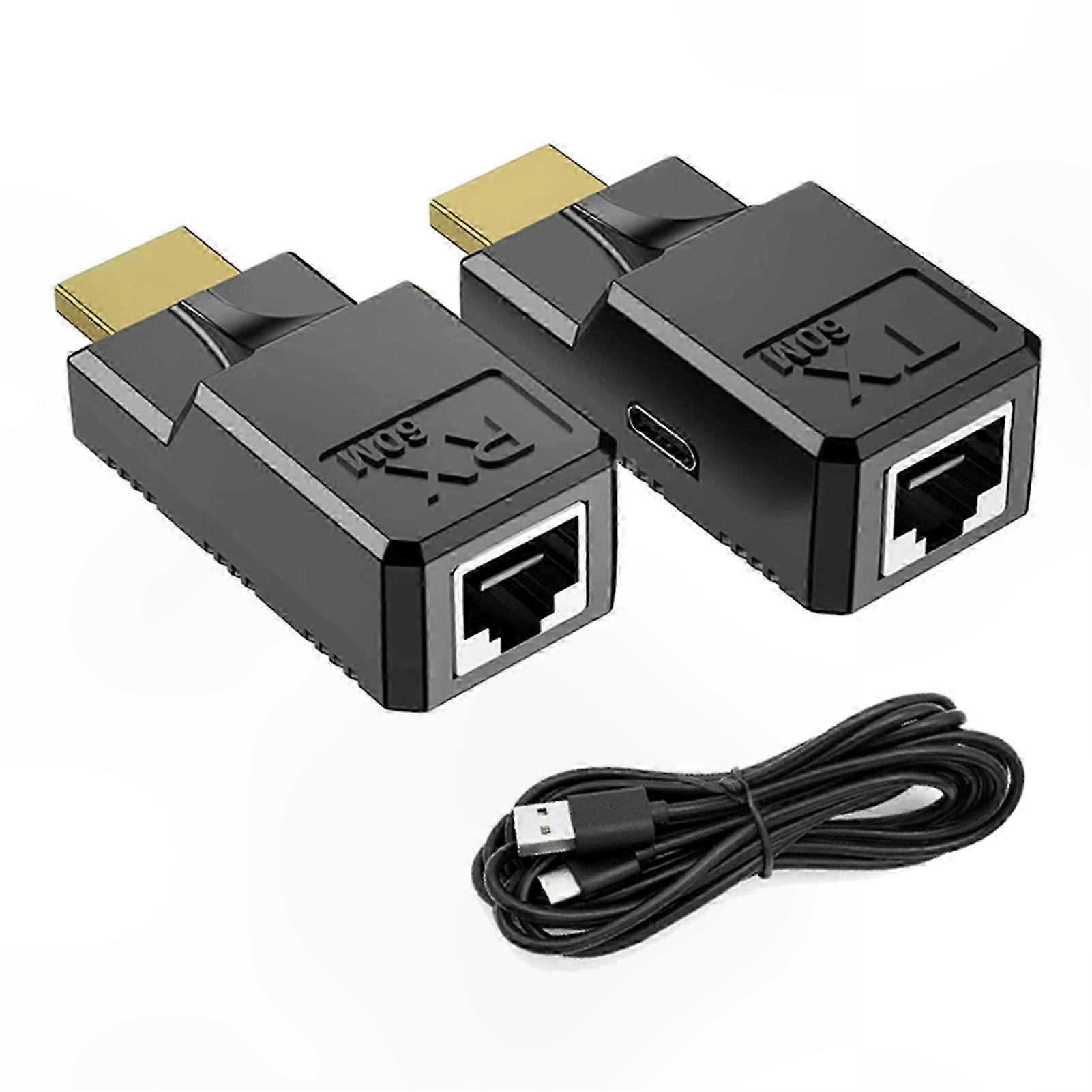 HDMI to RJ45 Adapter for Long Distance 1080p Video Transmission over Ethernet Ext Converter 60M Max Length