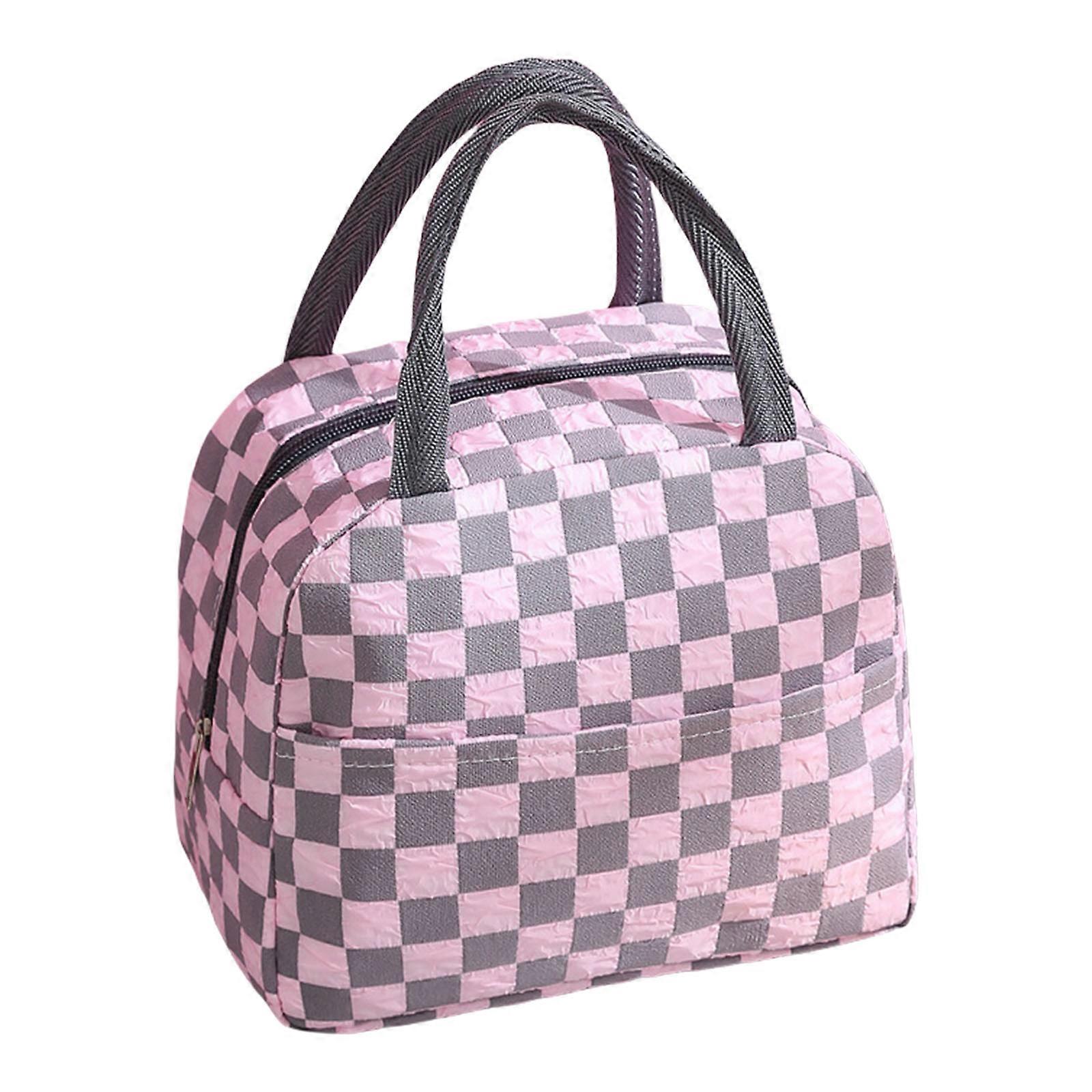 Compact & Portable Insulated Food Carriers Leakproof Bubble Pattern Thermal Bag Durable For Work Picnics Travel Pink