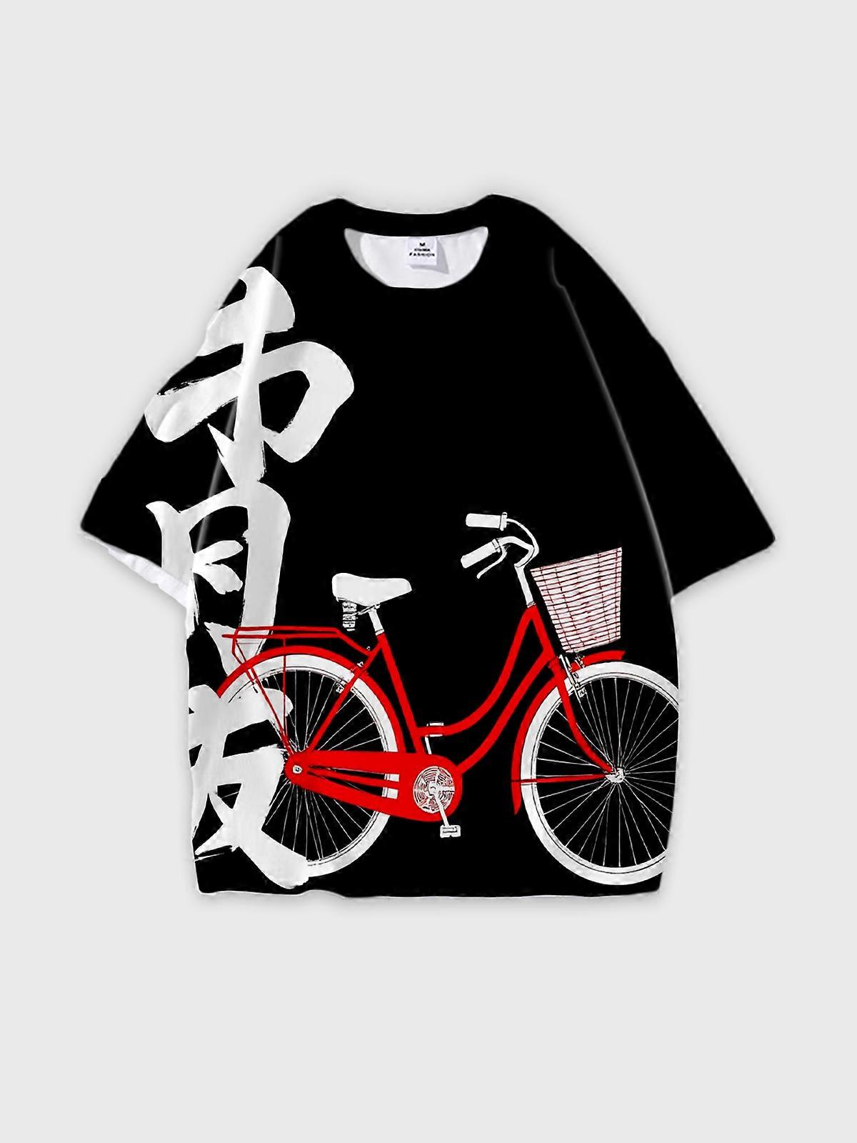 T-Shirt Round Neck, Loose Short Sleeve Pattern Graphic Tee, Unisex Summer Casual Top V3710