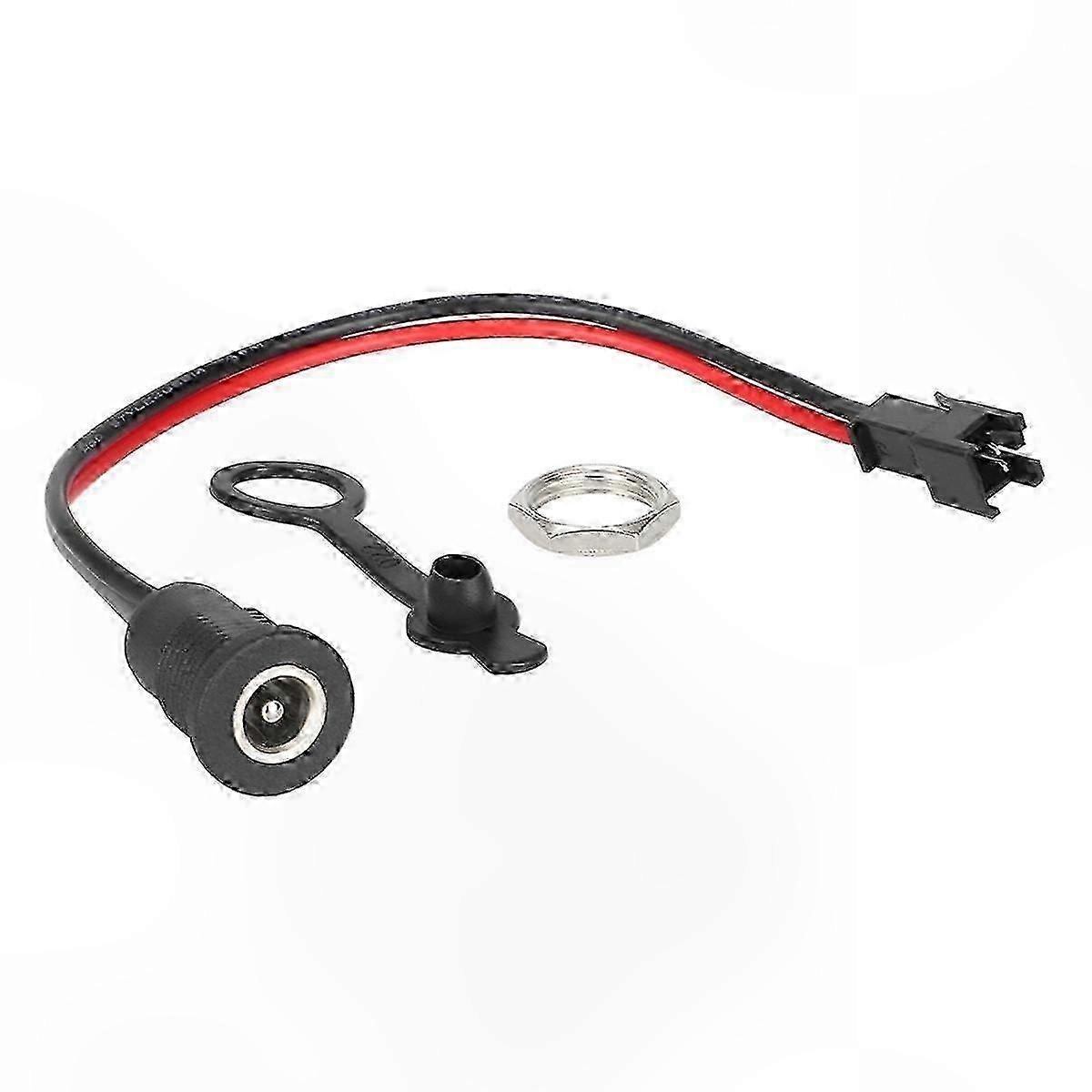 DC 50V Panel Mount Socket with 5.5x2.1mm Plug Connector and Metal Nut Fastener