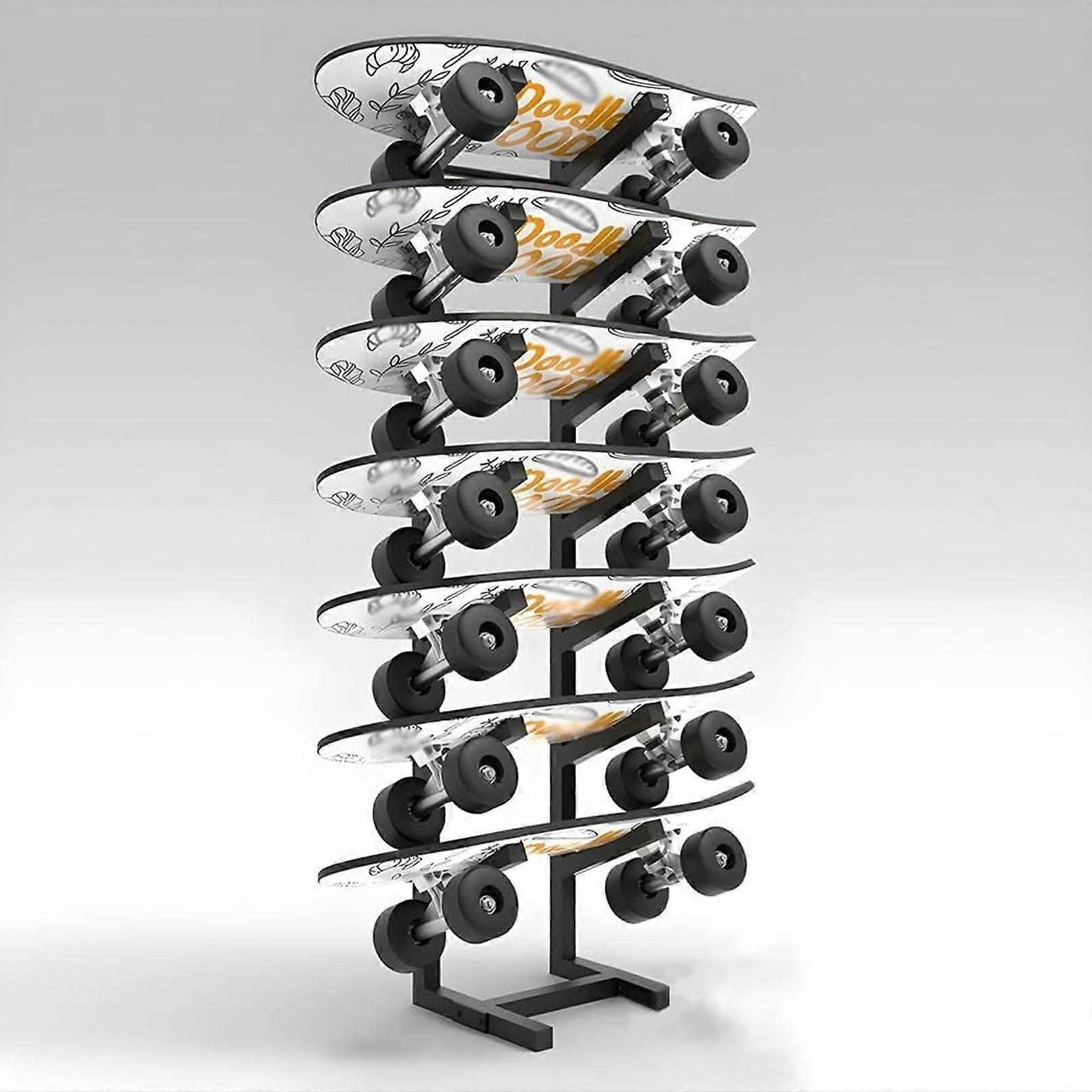Skateboard Organizer Floor Standing Rack Black 25x25x119 Cm Longboard Display Snowboard Storage For Skis Scooters Garage