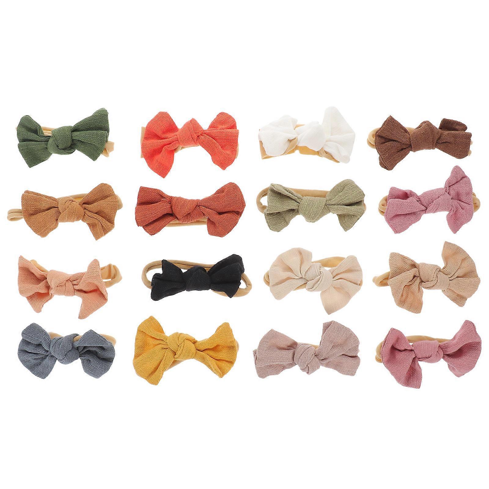 Soft Elastic Hair Bands 16pcs Set with Bowknot Comfortable Ponytail Holders for Daily Wear, Parties, and Photography
