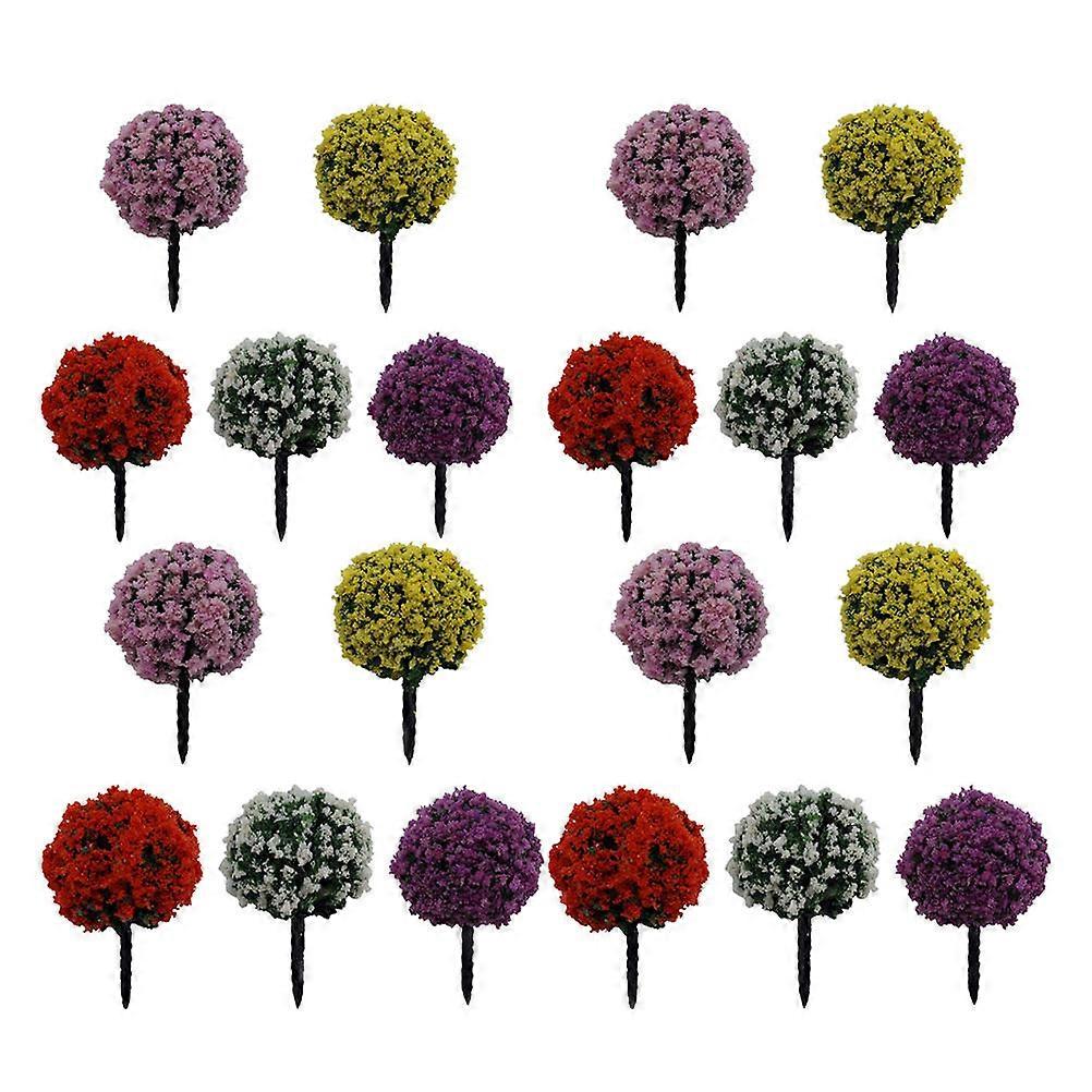 24 Pcs Plastic Miniature Trees Colorful Miniature Plants Artificial Garden Flowers Bonsai Tree Tufts Static Scenery Model For Diy Craft Train