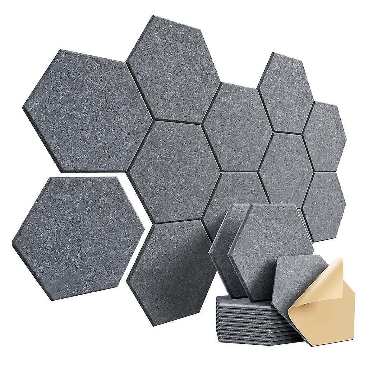 12Pcs -Adhesive Sound Proof Foam Acoustic Panels,12X10X0.4In Hexagonal,Reduce Noise and Eliminate E