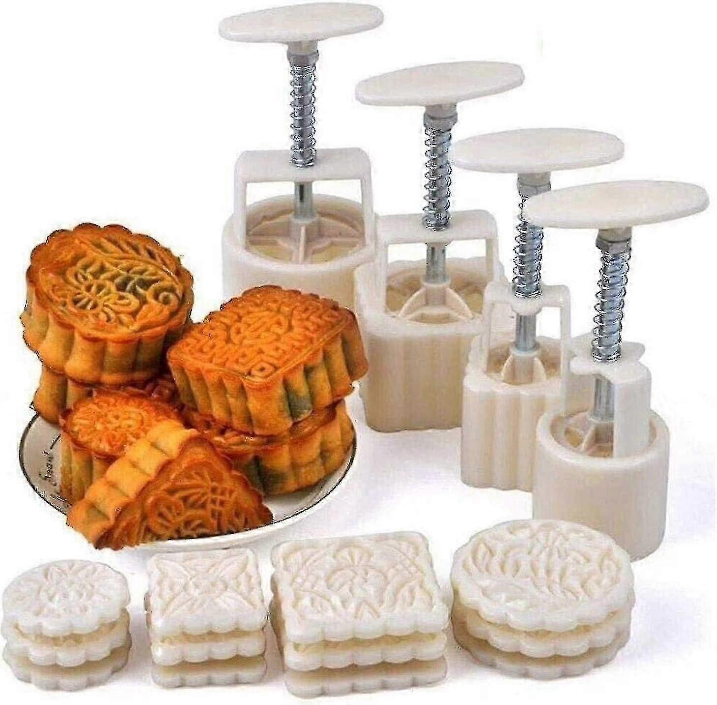 Moon Festival Hand-pressure Moon Cake Pan With 12 Pcs Mode Pattern Compatible With 4 Sets