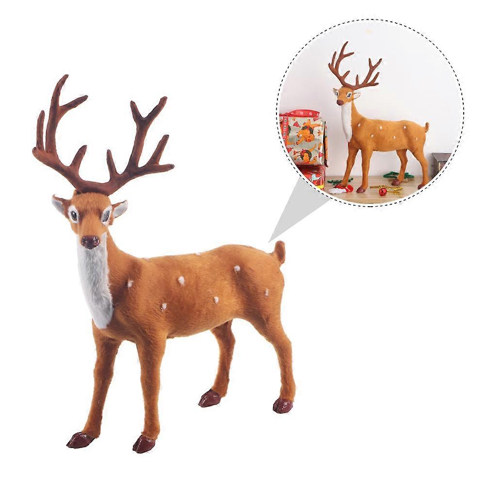 Brown Christmas Simulated Deer Decor 2 Pcs Cloth Ornament for Home Garden Party