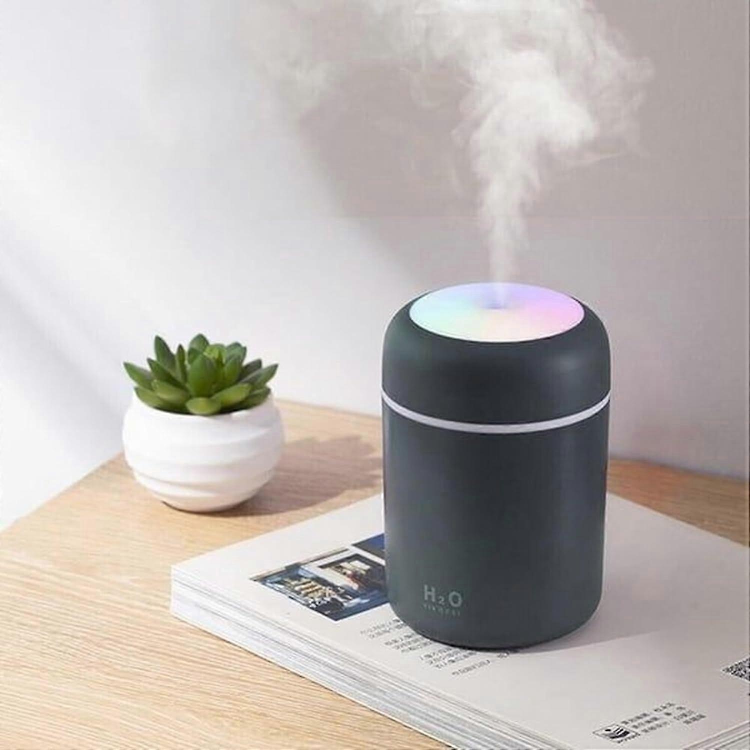 Portable Mini Humidifier, Colorful, Cool Mist, USB Powered. Perfect for Bedroom, Office & Car (300ml, Gray)(Gray)