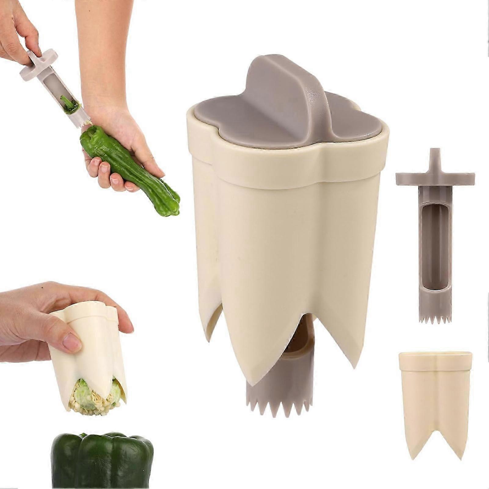 2025 Pepper Corer, Pepper Seed Corer Remover, Pepper Corer Seed Remover Tool, 2025 New 2 In 1 Fruit Pepper Corer Bell Pepper Corer Seed Remover Tool