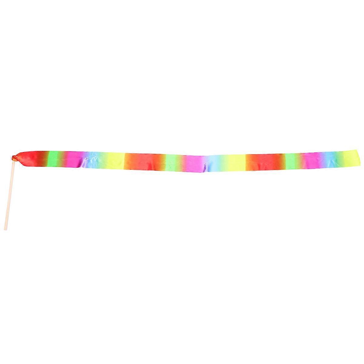 Gymnastics Streamers Wooden Handle for Gymnastics Dance 2Pcs Colorful Ribbons