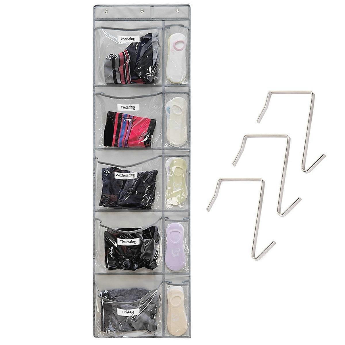 Weekly Kids Clothes Organizer,Day of Week School Clothing , Monday to Friday Time,5-Shelf Hanging Closet Storage