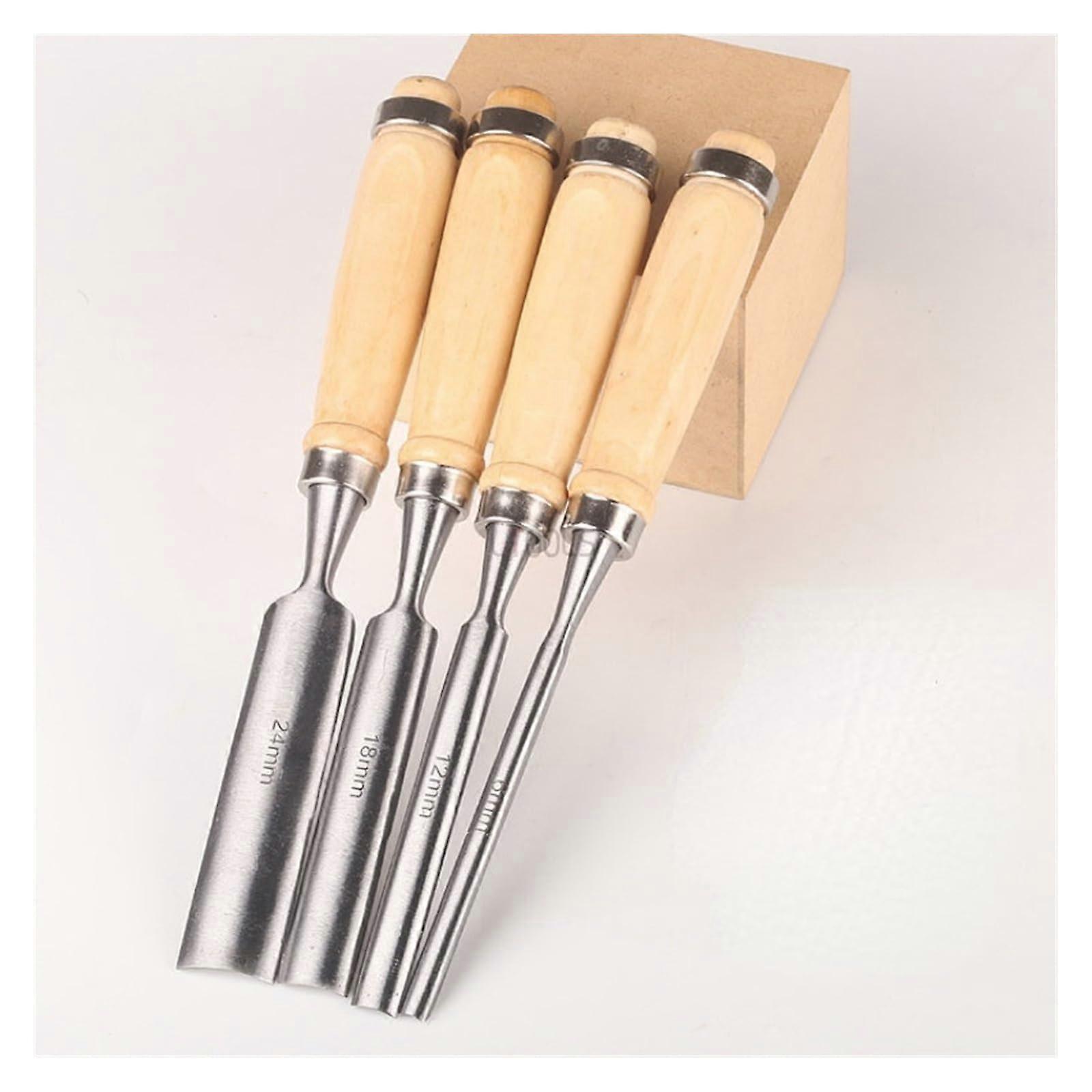 Carpentry Chisel Tool Sets 4Piece Woodworking Carving Chisels Sizes 6mm 12mm 18mm 24mm DIY Carpenter Kit