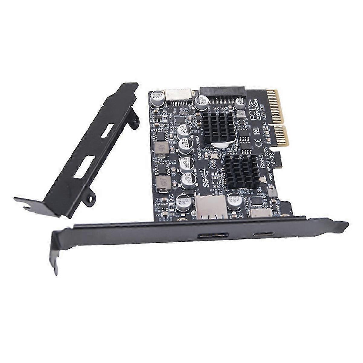 2 Ports PCI-E 4X to USB 3.2 Gen 2 A Type C Expansion Card Front Type E 19P/20P Connector 10Gbps Ful