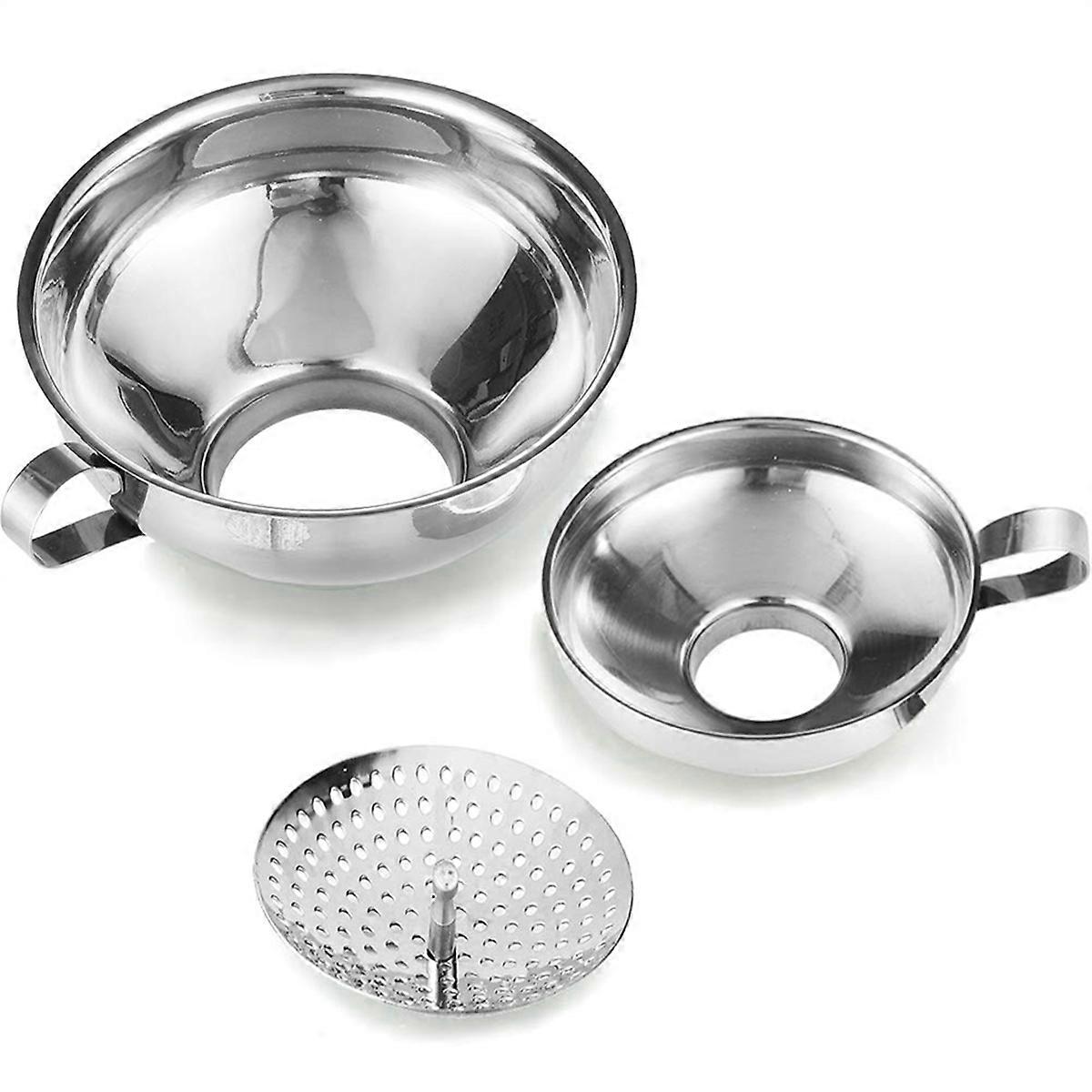 Canning Funnel with Strainer for Wide and Regular Jars - Wide-Mouth Funnels for Kitchen Use 3 Pack